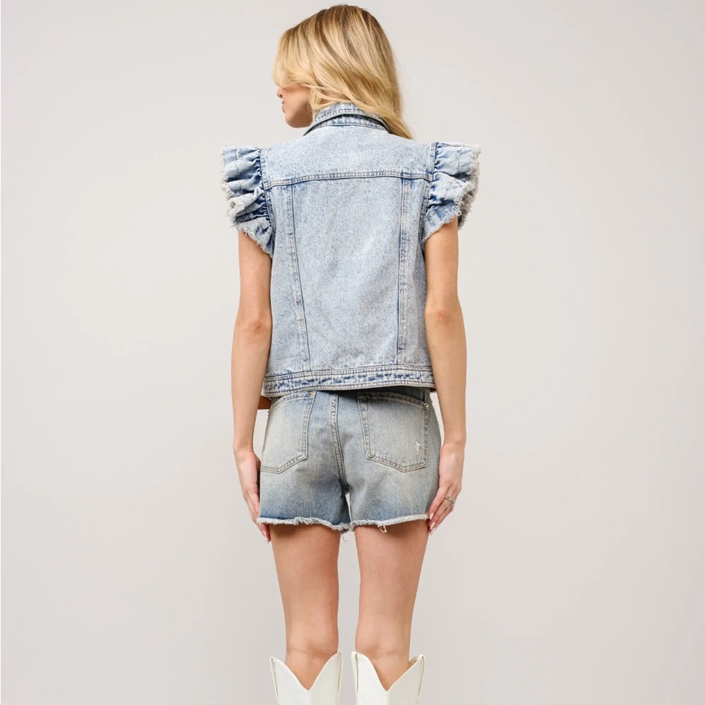 Anthropologie Blue Jean Jacket with Frayed Sleeves - Picture 5 of 5